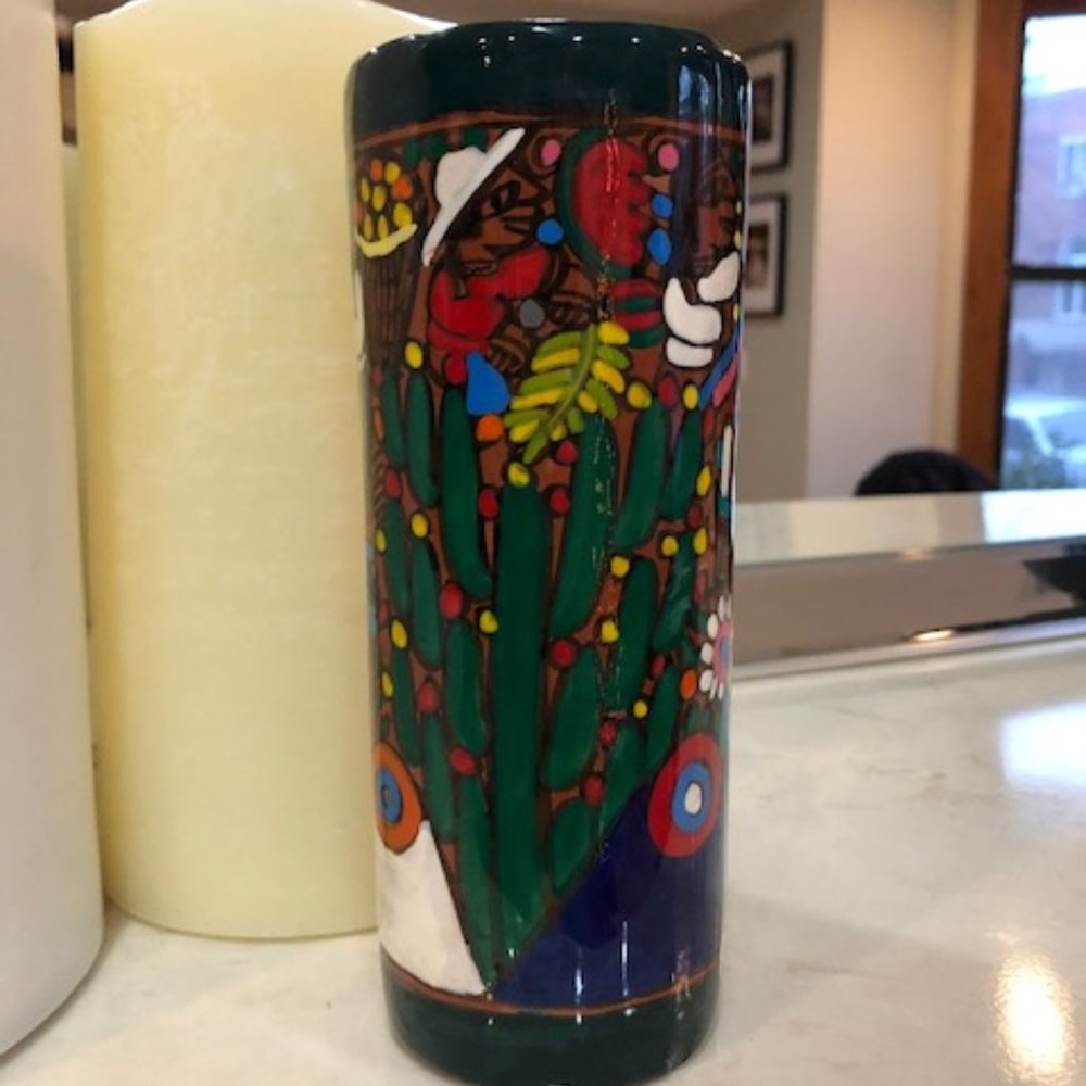 SOLD - Mexican Folk Art Craft Clay Vase